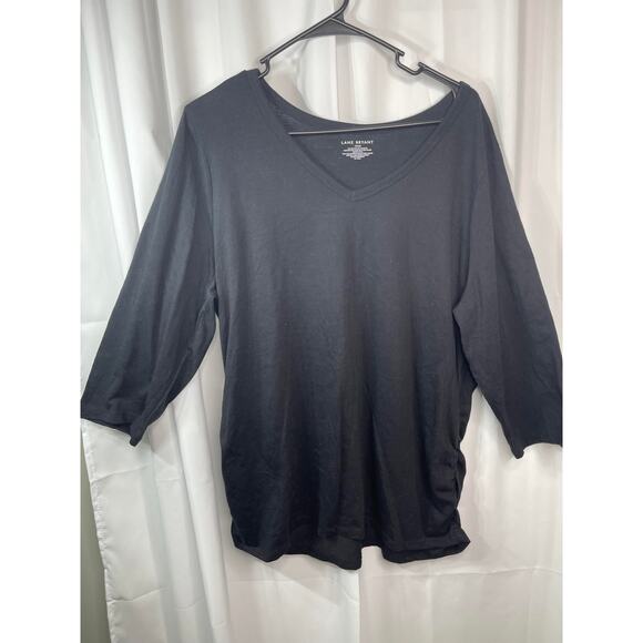 Lane Bryant tee t-shirt blouse top women's 18 - 20 knit black v-neck light wt - Picture 10 of 16